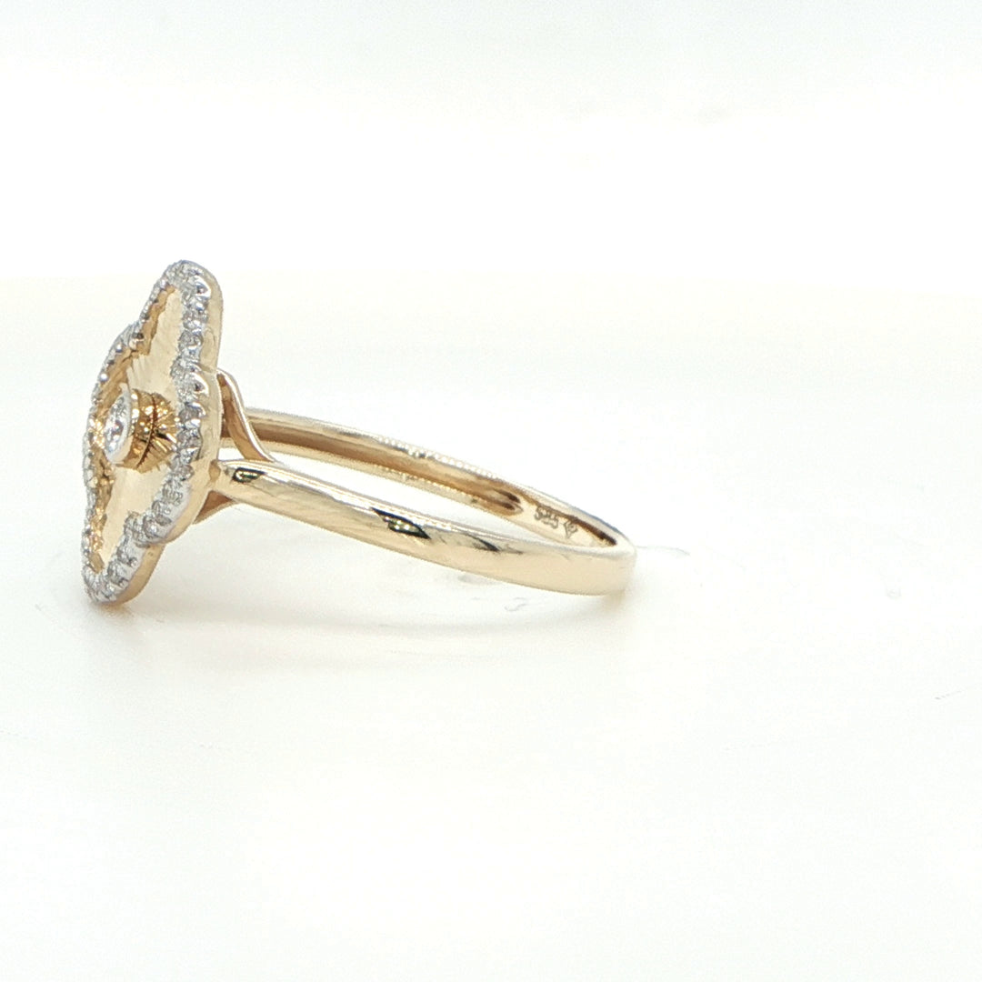 14K Yellow Gold Diamond Flower Ring