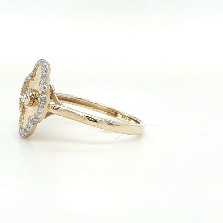 14K Yellow Gold Diamond Flower Ring