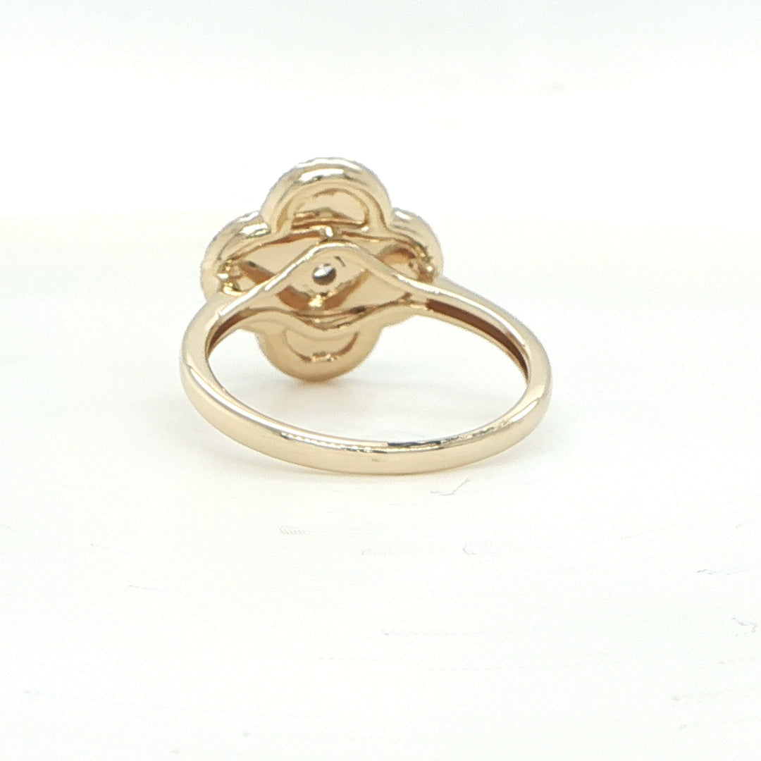 14K Yellow Gold Diamond Flower Ring