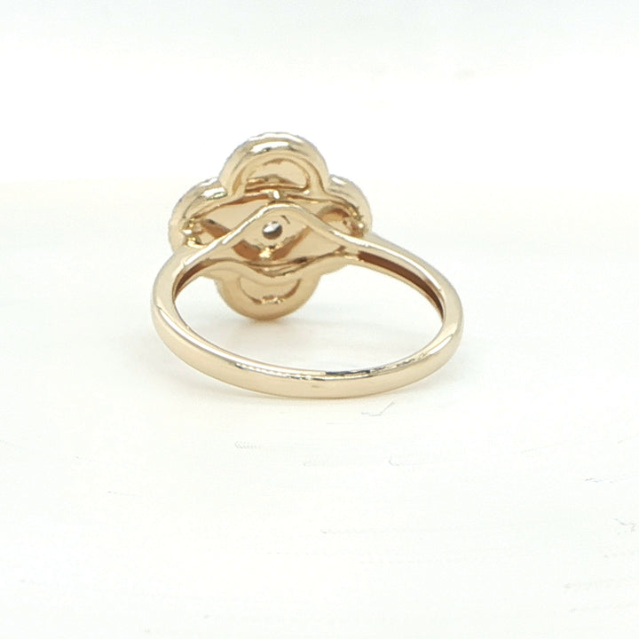 14K Yellow Gold Diamond Flower Ring