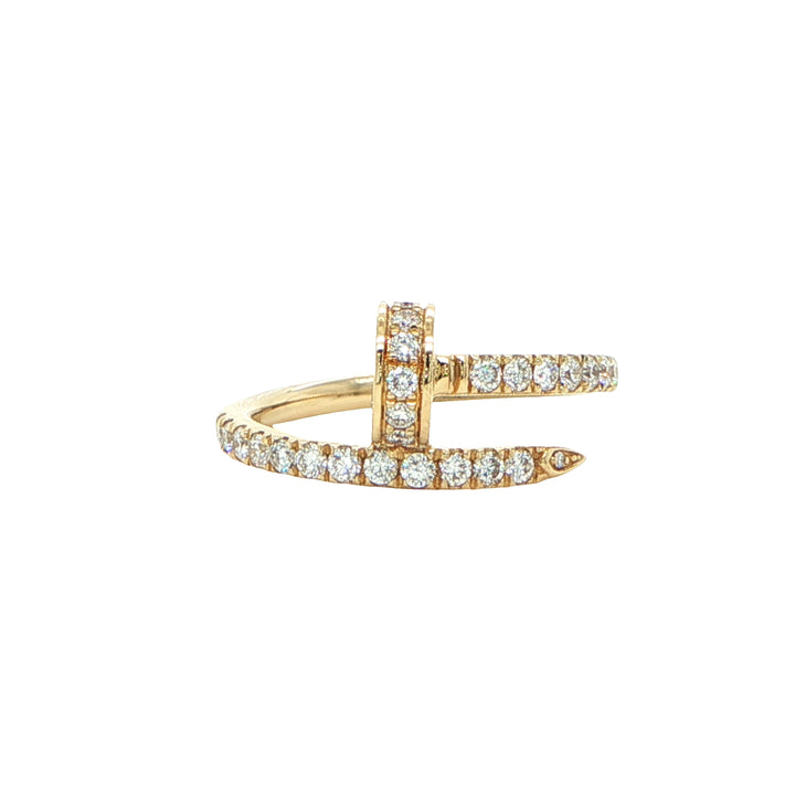 14K Yellow Gold Diamond Nail Ring
