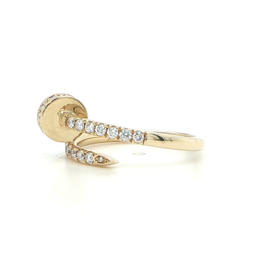 14K Yellow Gold Diamond Nail Ring