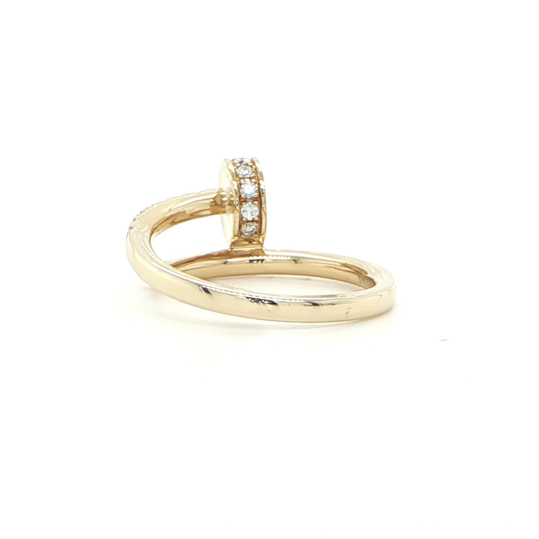 14K Yellow Gold Diamond Nail Ring