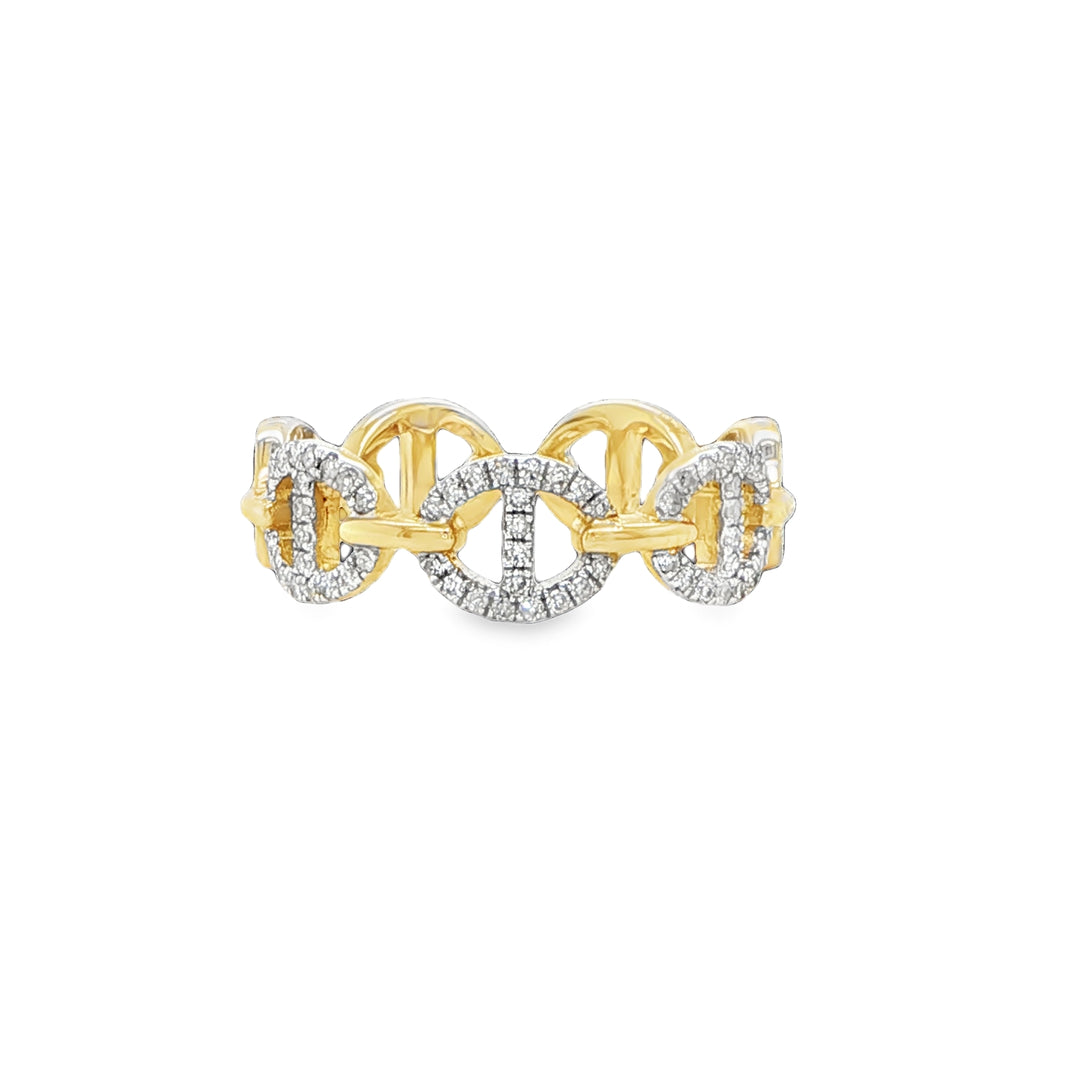 14K Yellow Gold Diamond Anchor Link Ring
