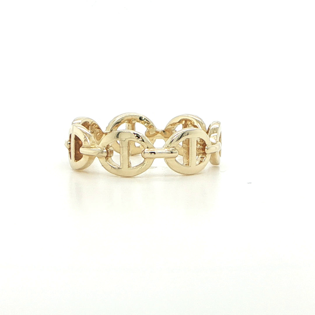 14K Yellow Gold Diamond Anchor Link Ring