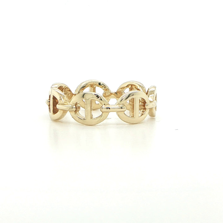 14K Yellow Gold Diamond Anchor Link Ring