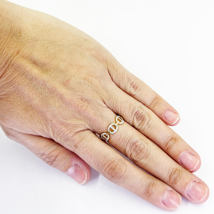 14K Yellow Gold Diamond Anchor Link Ring