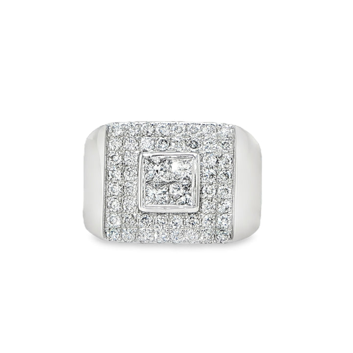 14K White Gold Invisible Set Diamond Ring