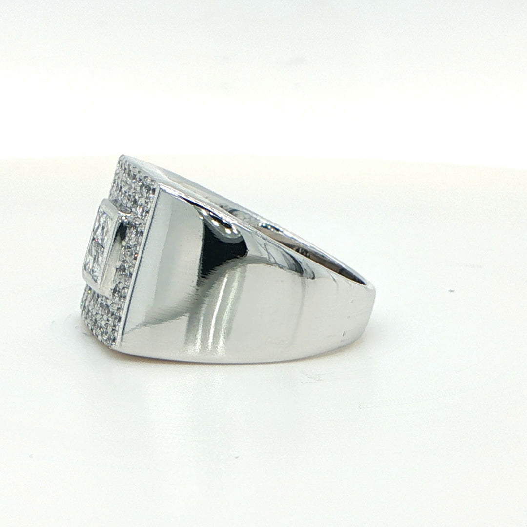 14K White Gold Invisible Set Diamond Ring