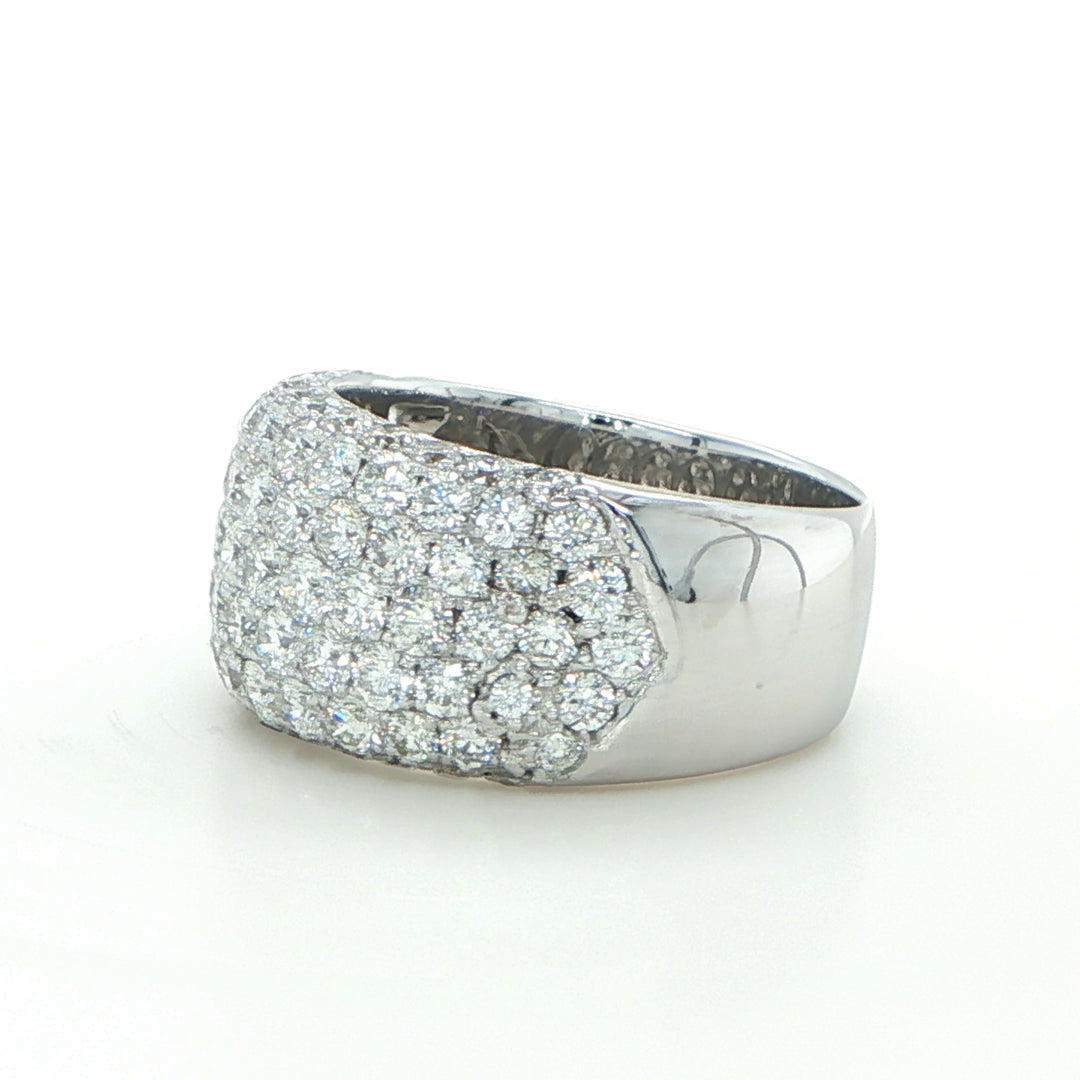 Wide White Gold Pavé Diamond Ring