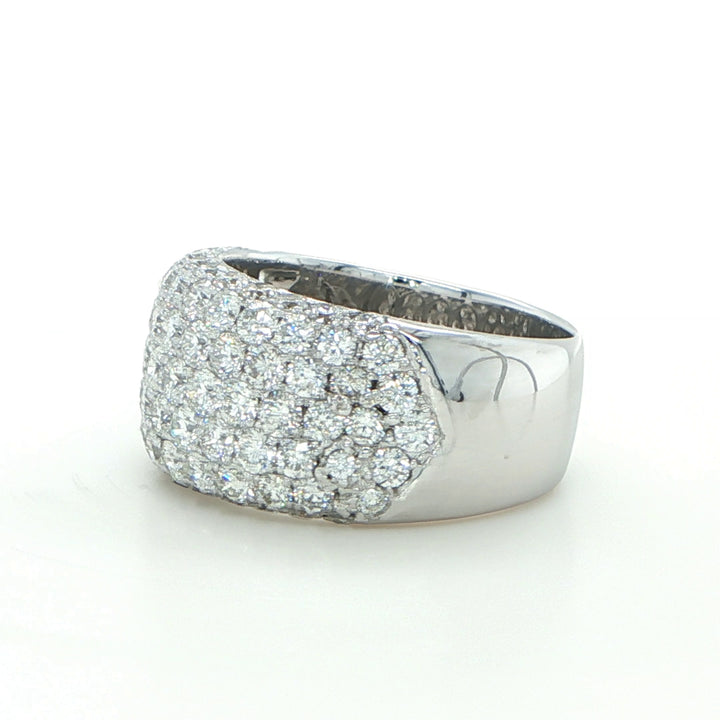 Wide White Gold Pavé Diamond Ring
