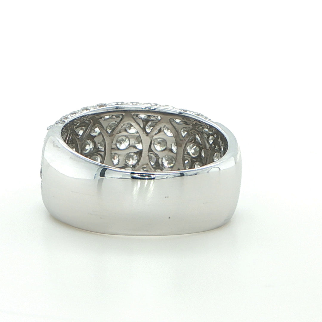 Wide White Gold Pavé Diamond Ring
