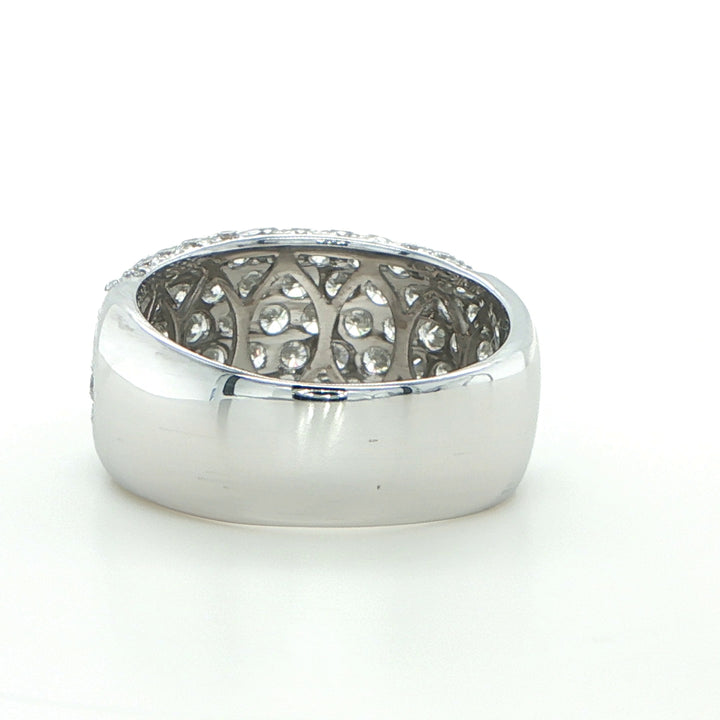Wide White Gold Pavé Diamond Ring