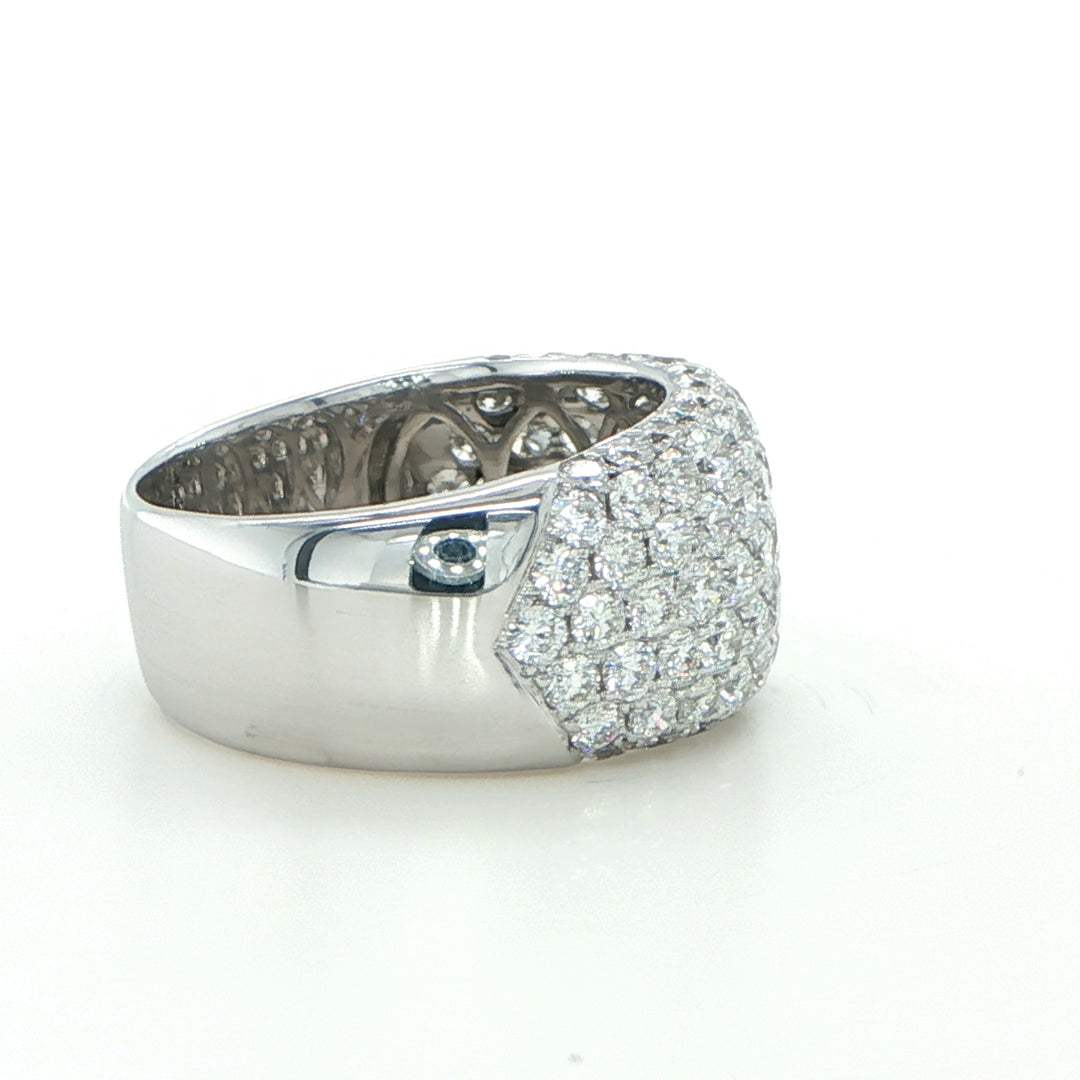 Wide White Gold Pavé Diamond Ring