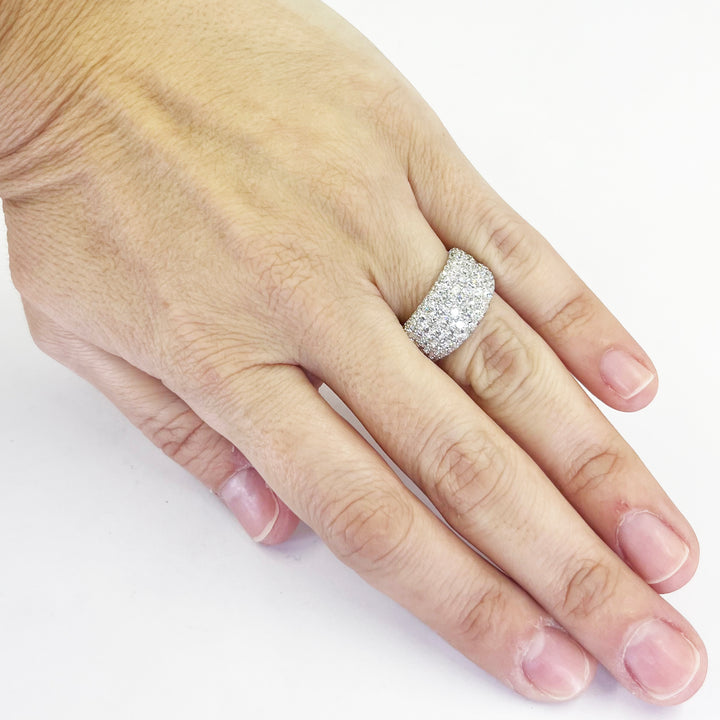 Wide White Gold Pavé Diamond Ring