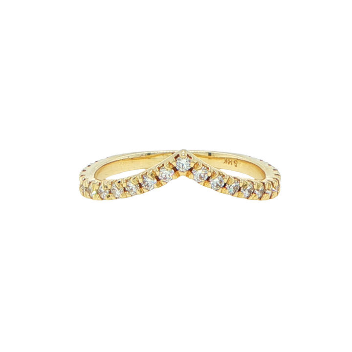 14K Yellow Gold Diamond V Shape Band