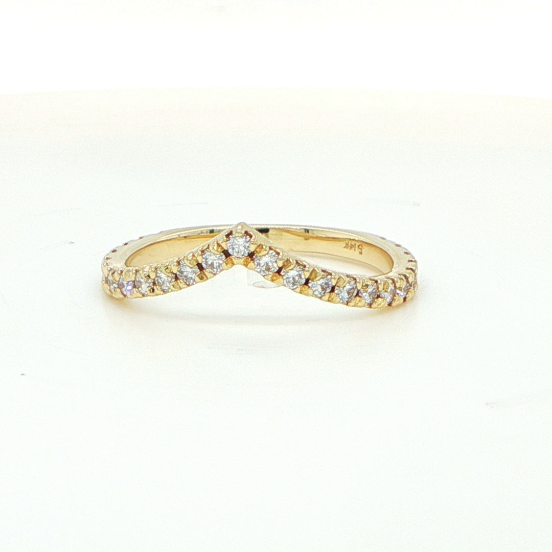14K Yellow Gold Diamond V Shape Band