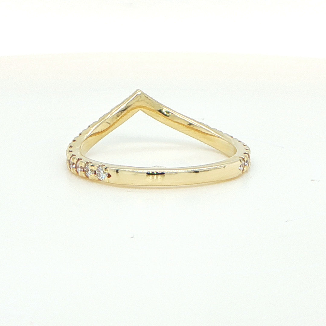14K Yellow Gold Diamond V Shape Band