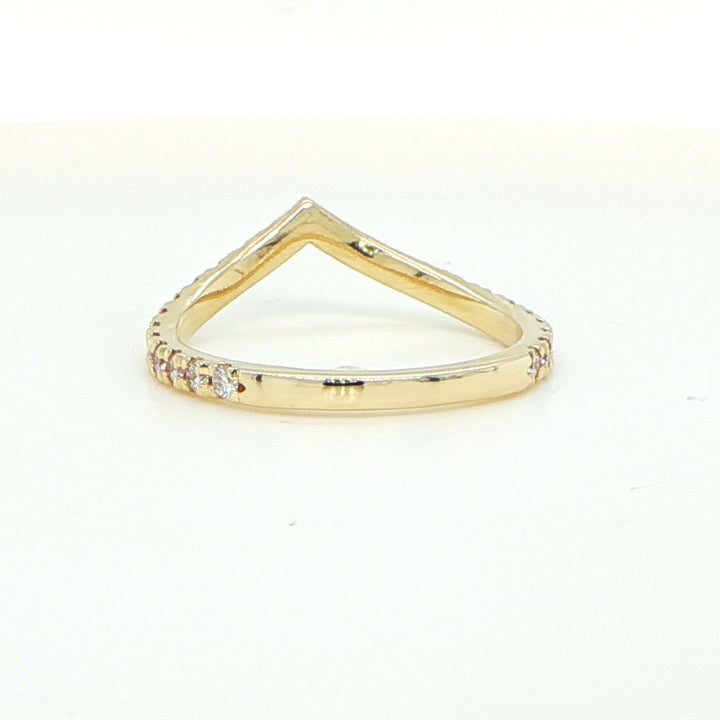 14K Yellow Gold Diamond V Shape Band