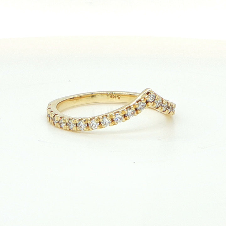 14K Yellow Gold Diamond V Shape Band