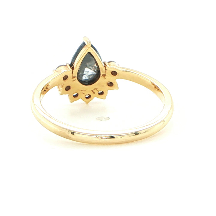 Yellow Gold Pear Salt & Pepper Diamond Ring