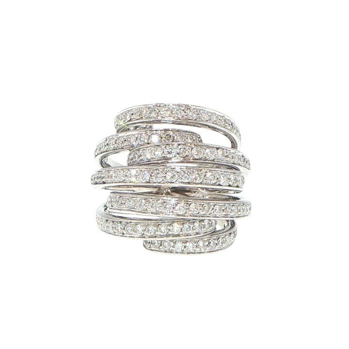Io Si 18K White Gold 7 Row Diamond Ring