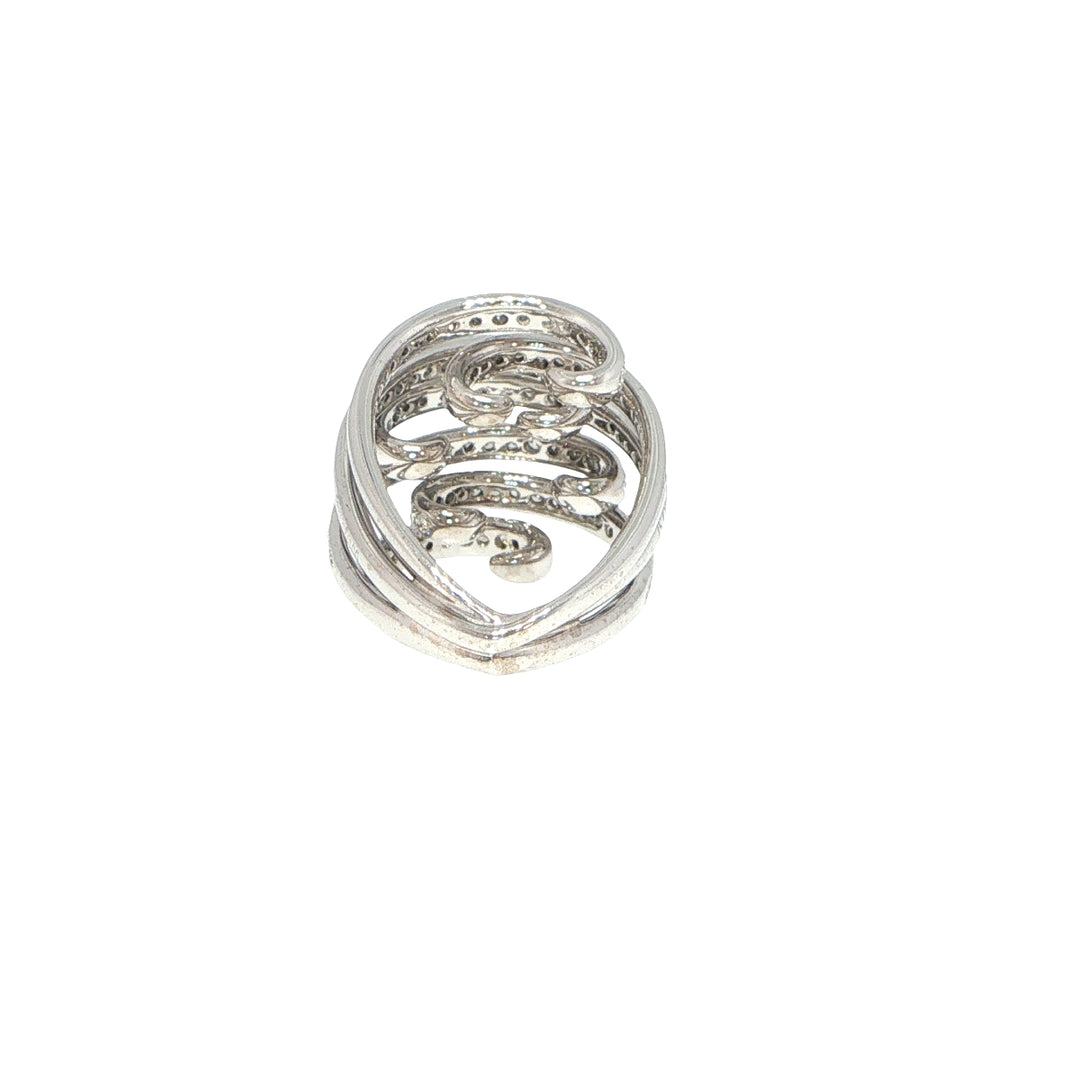 Io Si 18K White Gold 7 Row Diamond Ring