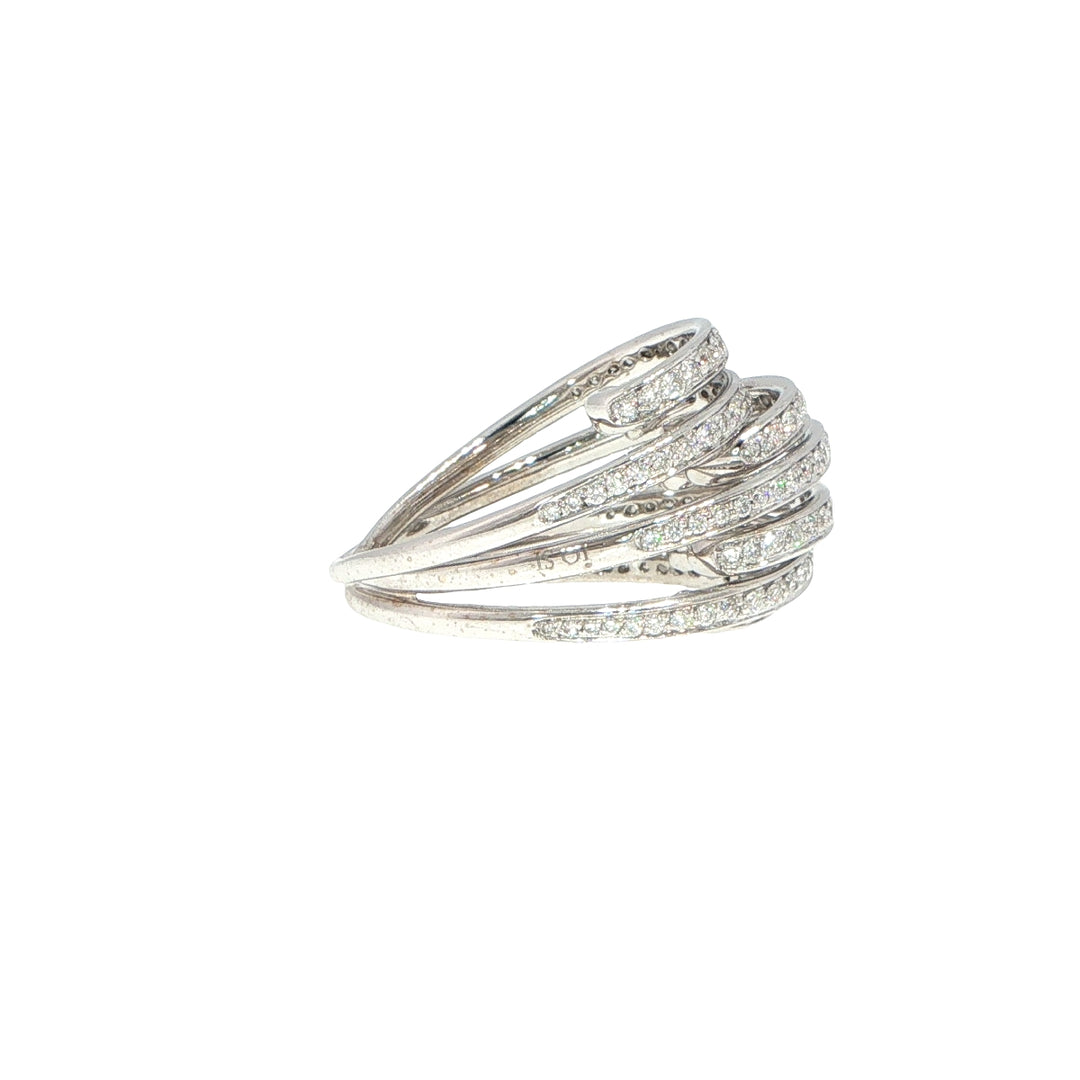 Io Si 18K White Gold 7 Row Diamond Ring