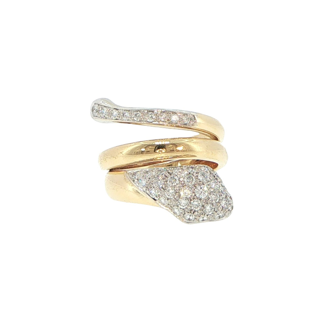 Leo Pizzo 18K Yellow Gold Diamond Snake Ring