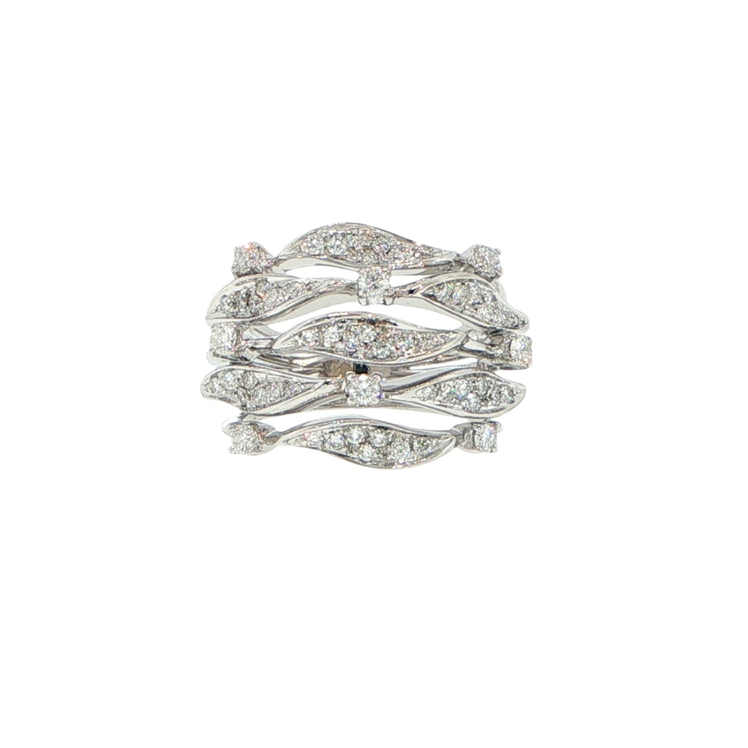 18K White Gold Five Row Diamond Ring