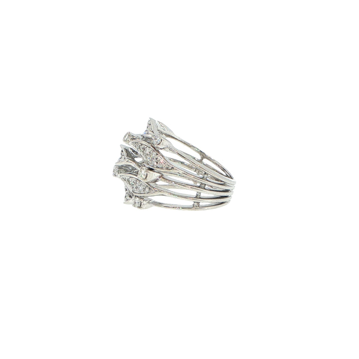 18K White Gold Five Row Diamond Ring