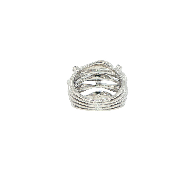 18K White Gold Five Row Diamond Ring
