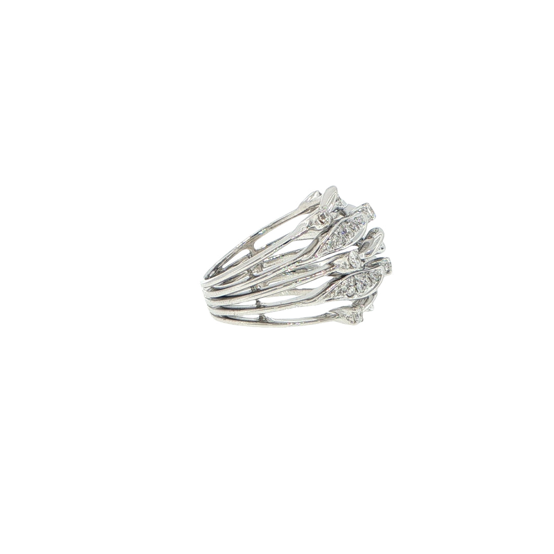 18K White Gold Five Row Diamond Ring