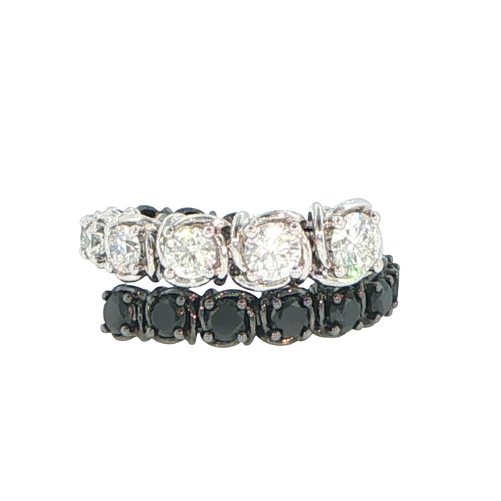 18K White Gold Diamond & Black Diamond Coil Ring