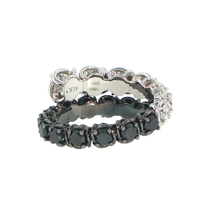 18K White Gold Diamond & Black Diamond Coil Ring