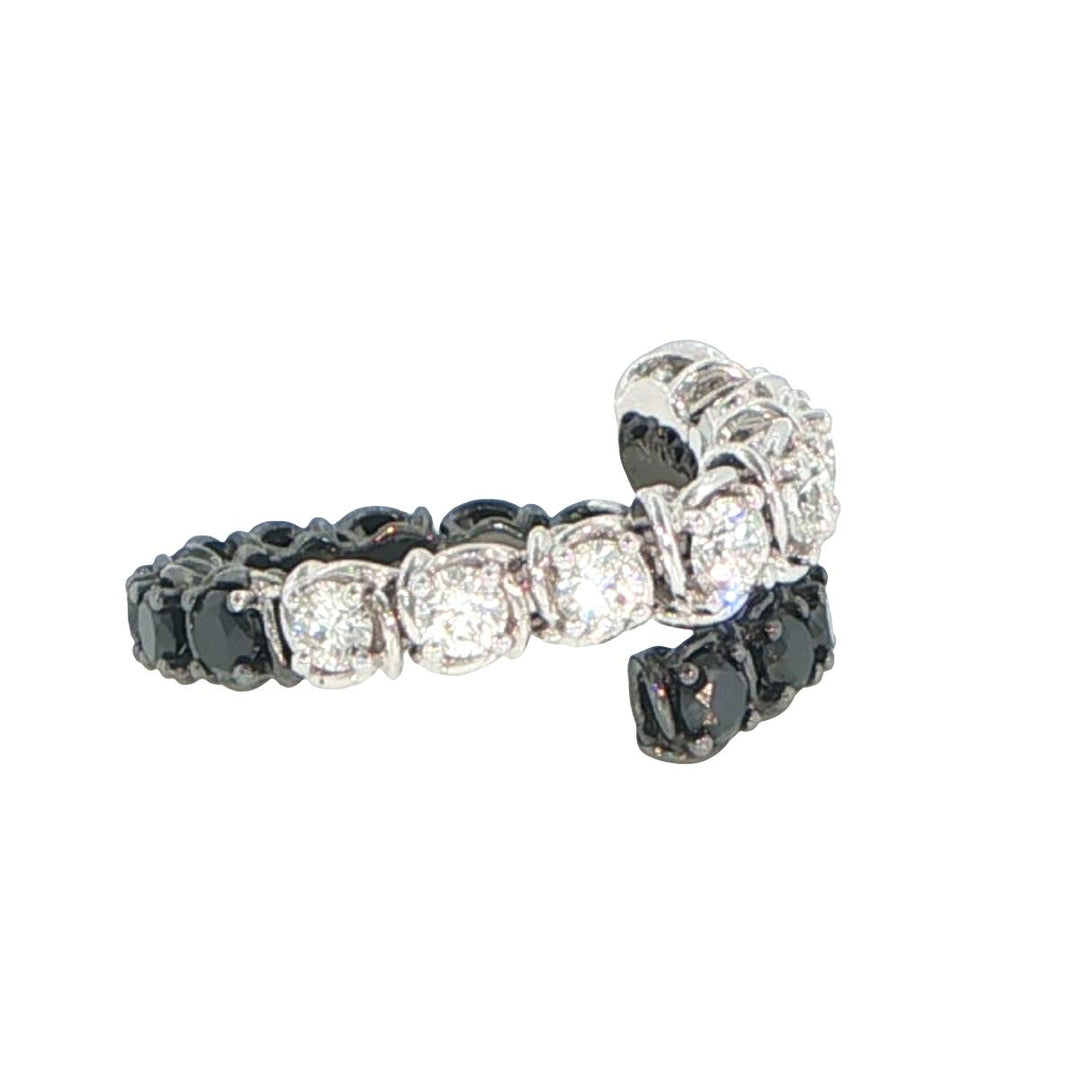 18K White Gold Diamond & Black Diamond Coil Ring