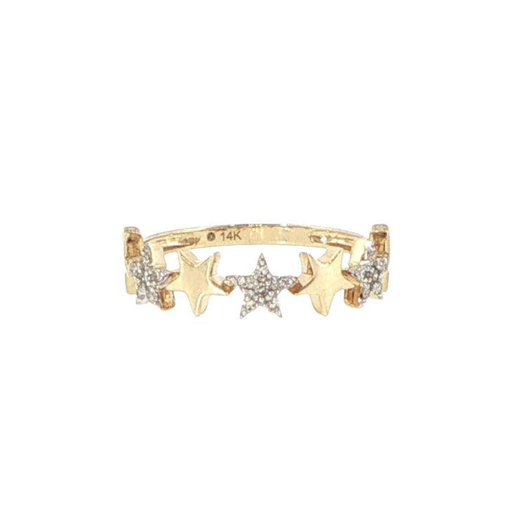 14K Yellow Gold Diamond Star Fashion Ring