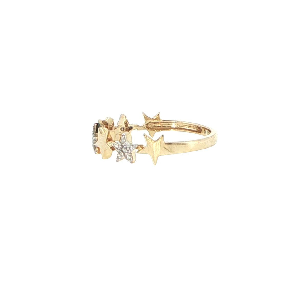 14K Yellow Gold Diamond Star Fashion Ring