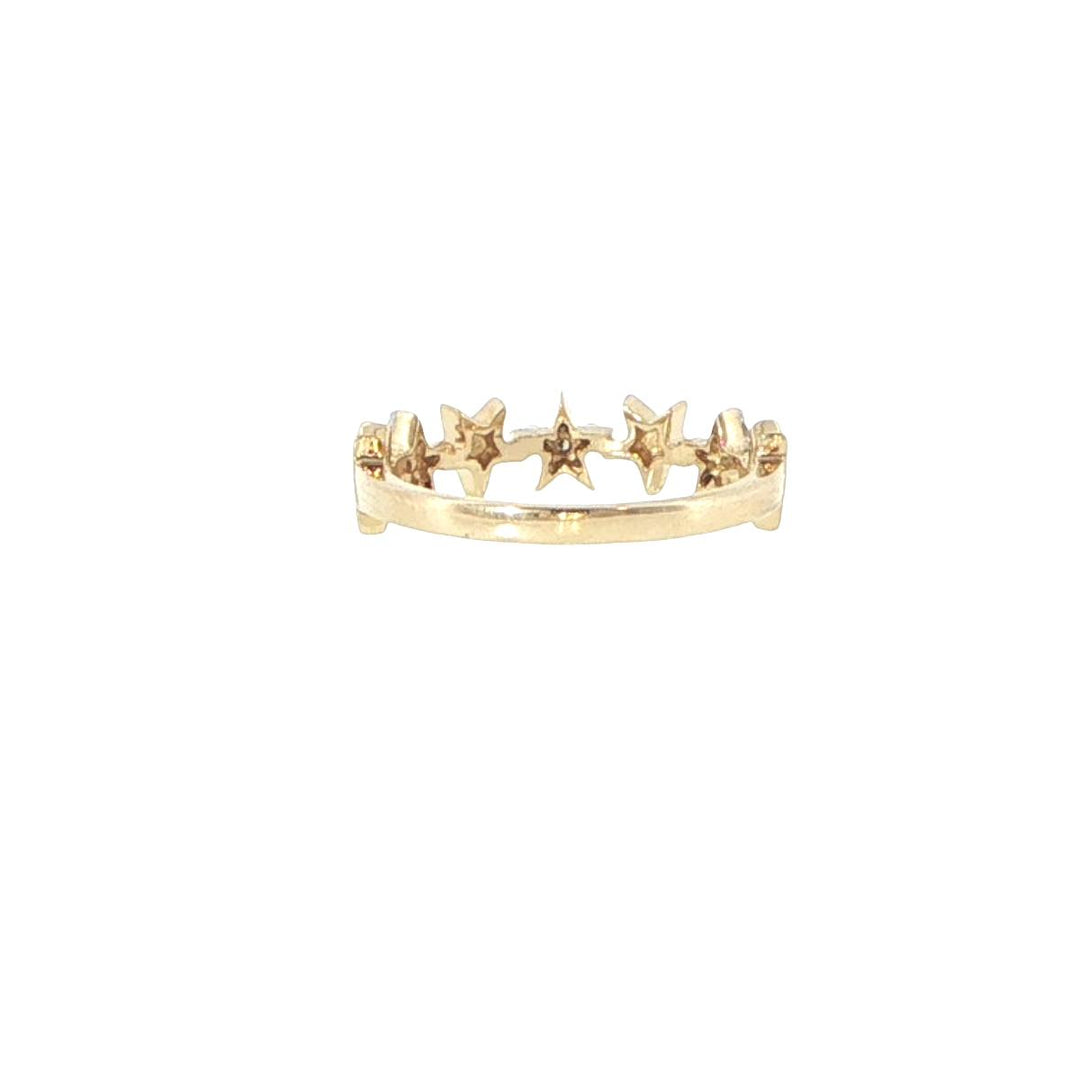 14K Yellow Gold Diamond Star Fashion Ring