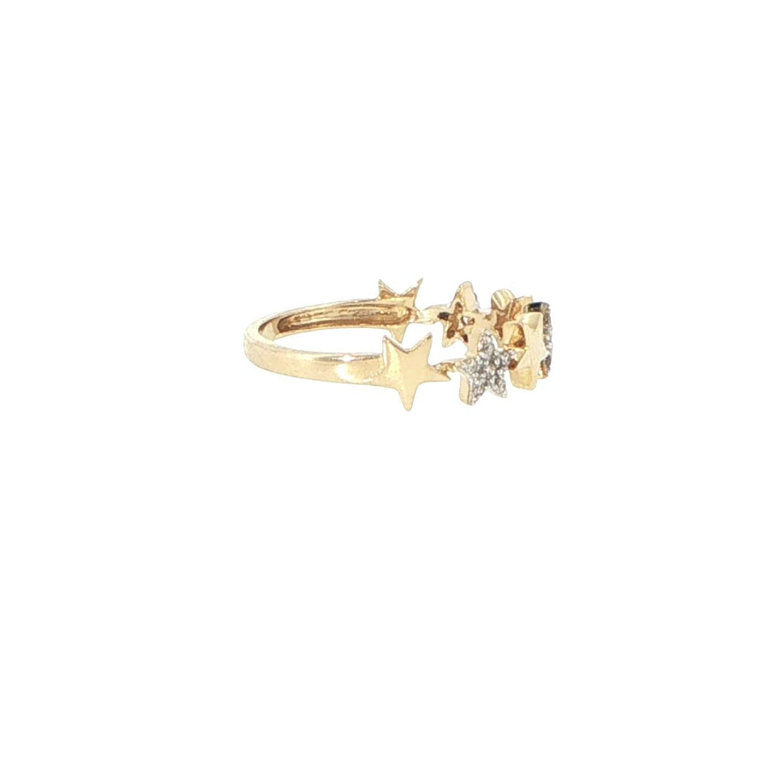 14K Yellow Gold Diamond Star Fashion Ring
