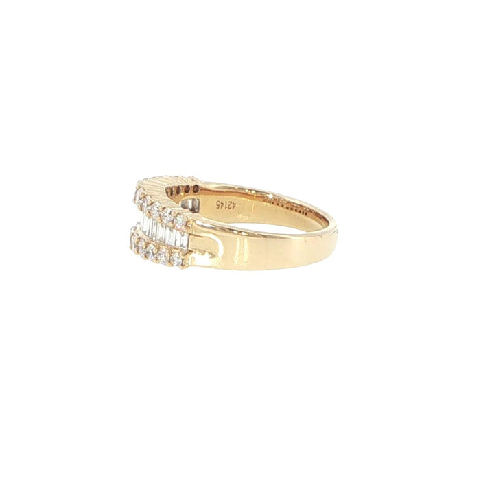 18K Yellow Gold Three-Row Diamond Ring