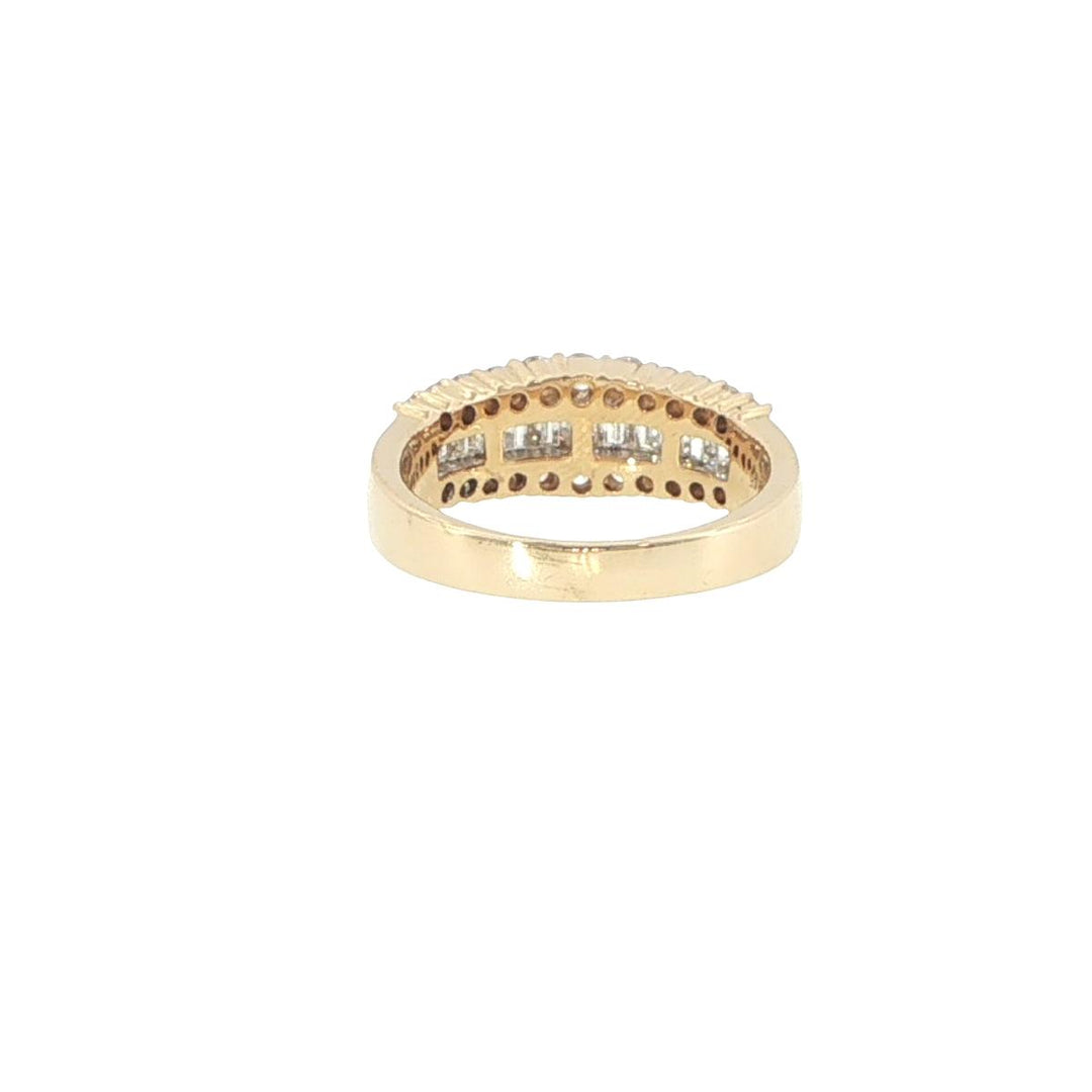 18K Yellow Gold Three-Row Diamond Ring