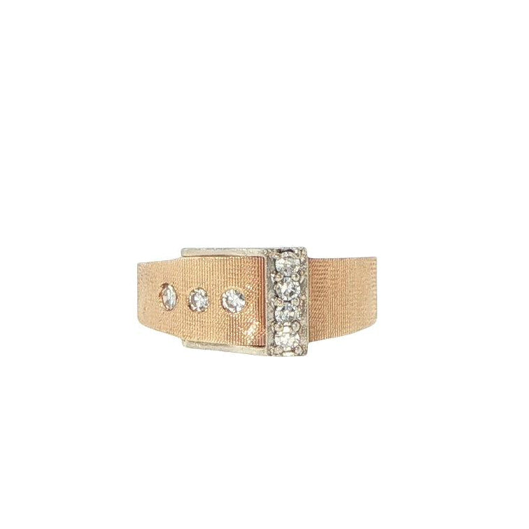14K Yellow Gold Diamond Buckle Ring