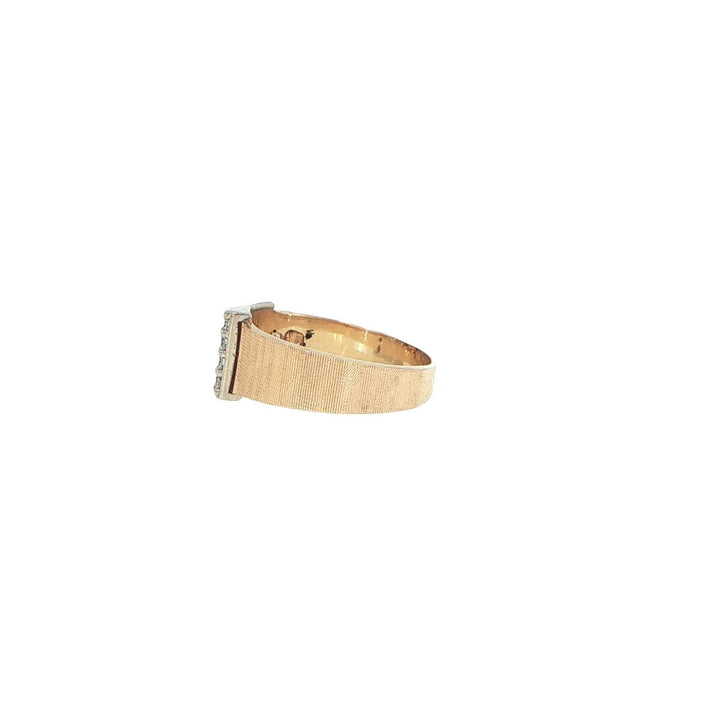 14K Yellow Gold Diamond Buckle Ring