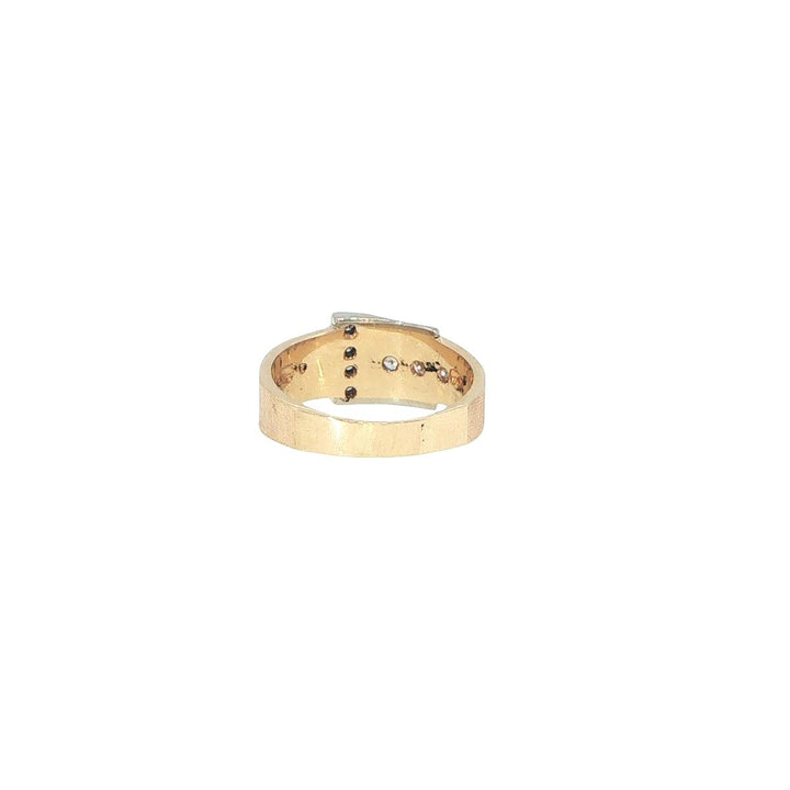 14K Yellow Gold Diamond Buckle Ring