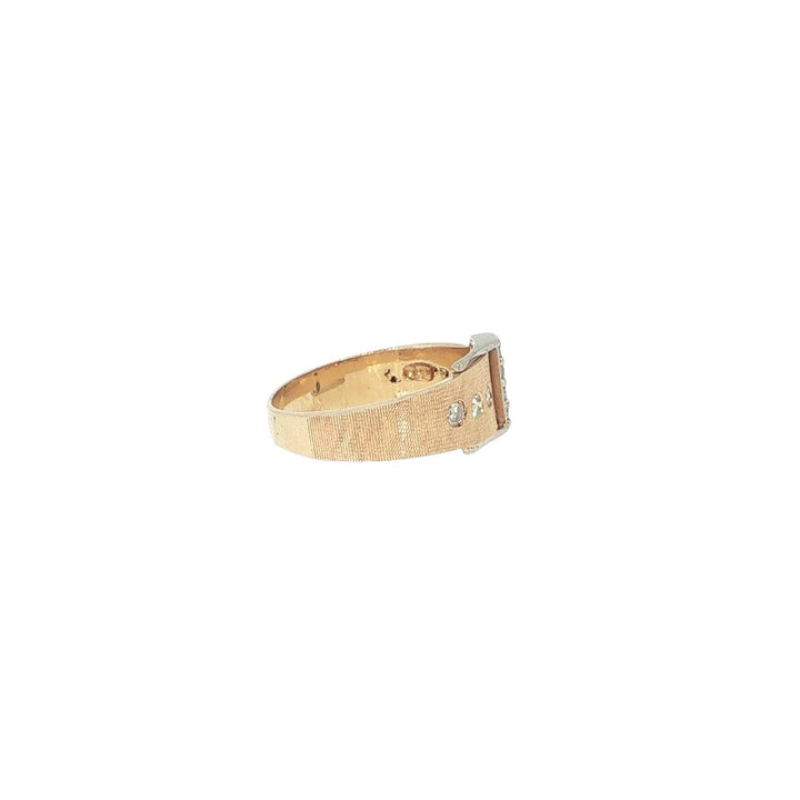 14K Yellow Gold Diamond Buckle Ring