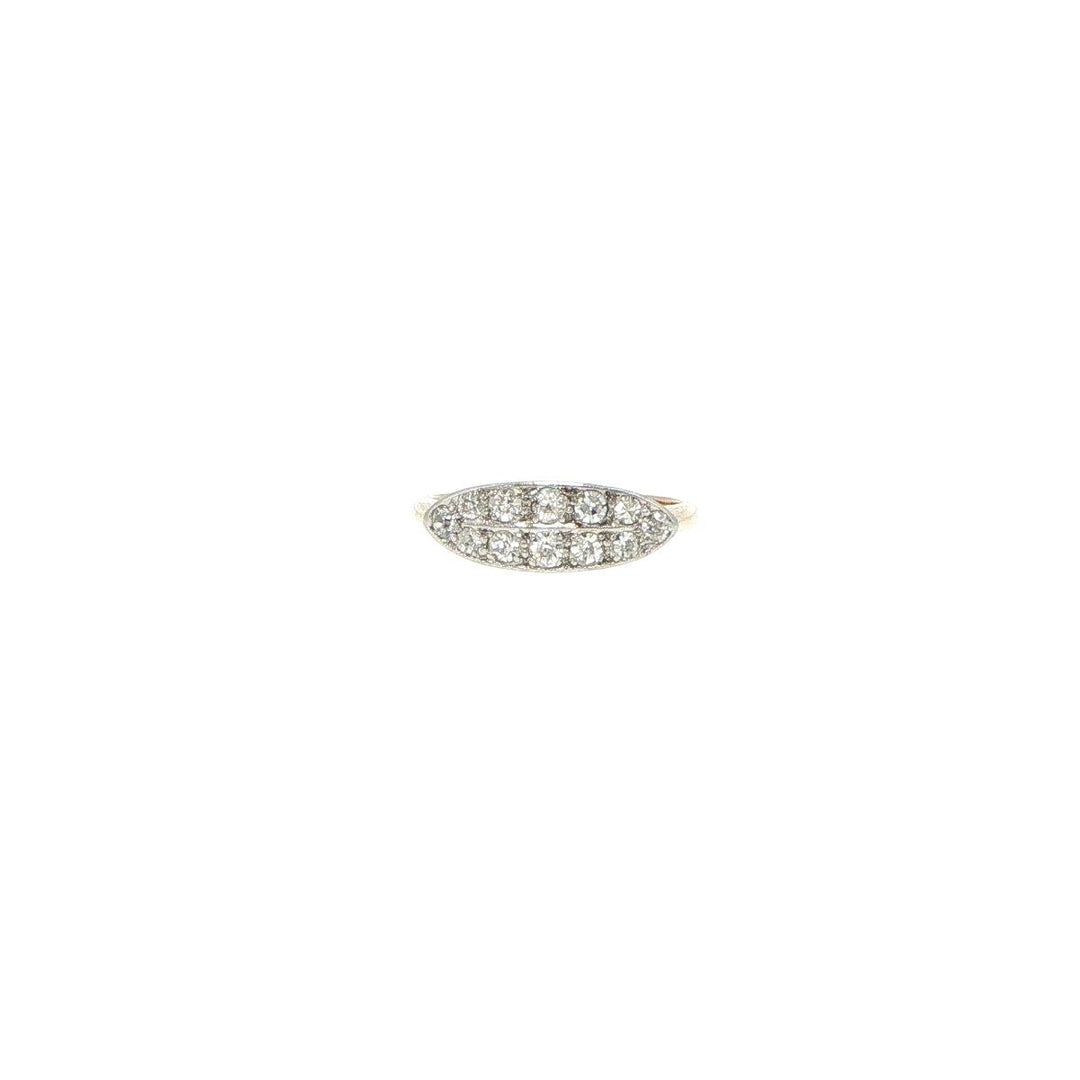 18K Yellow & White Gold Double Row Diamond Ring