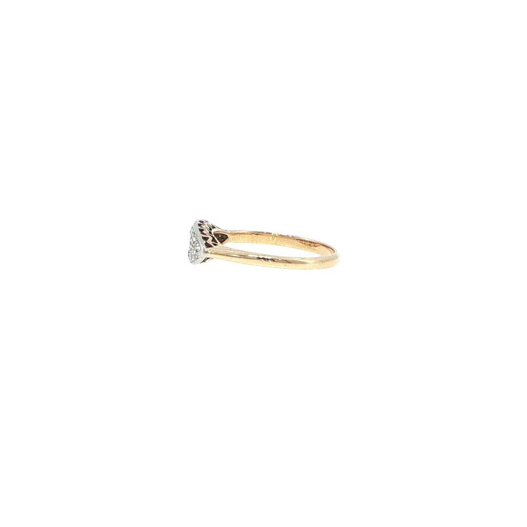 18K Yellow & White Gold Double Row Diamond Ring
