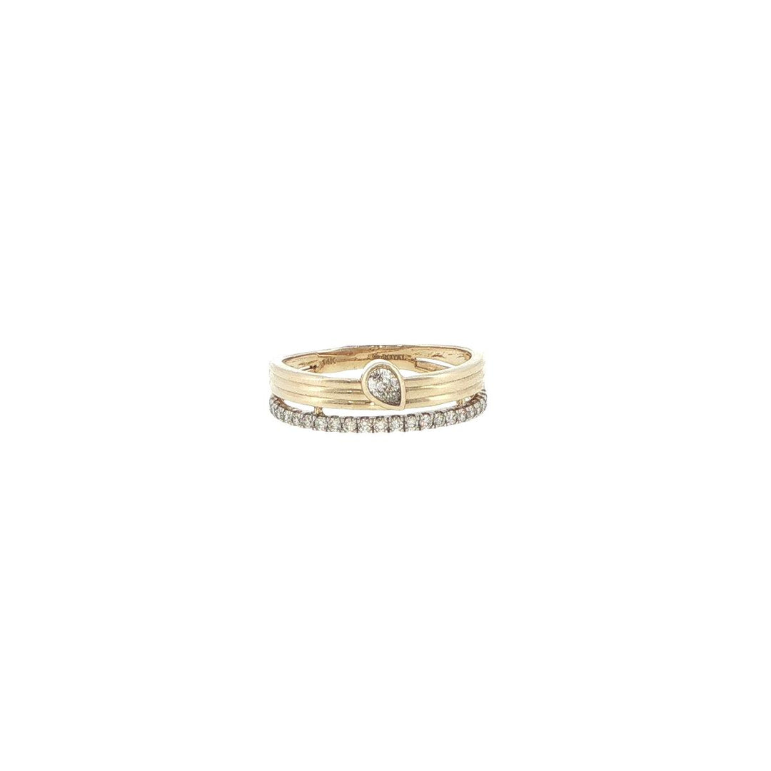 14K Yellow Gold Double Band Diamond Ring