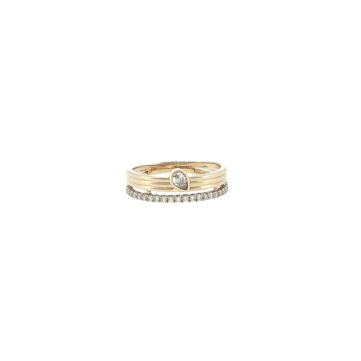14K Yellow Gold Double Band Diamond Ring